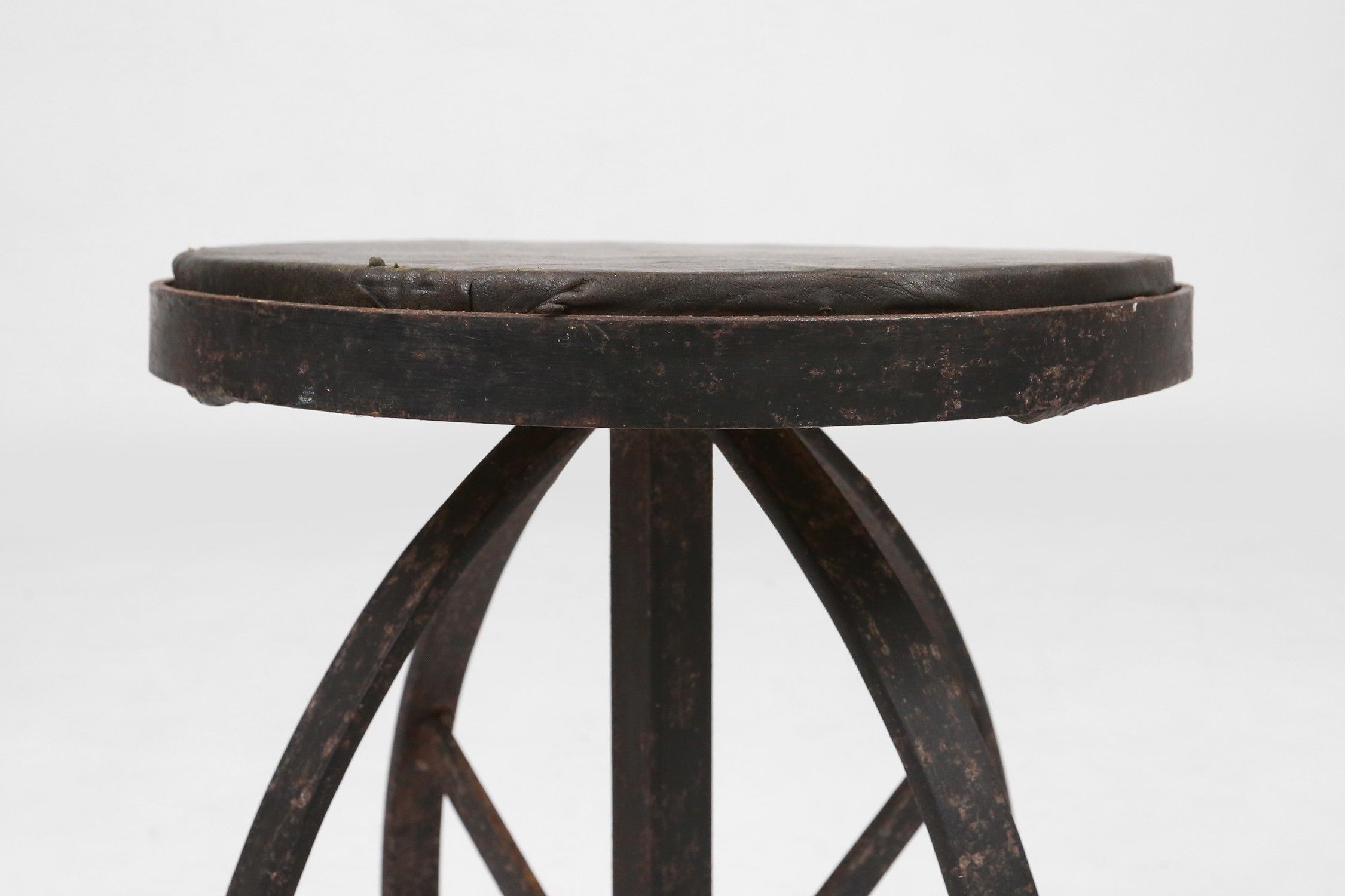 Set of 2 Industrial Black Metal Stools with Frame, France, 1920sthumbnail